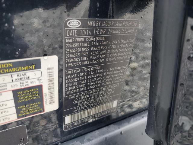 SALWR2VF9FA602089 - 2015 LAND ROVER RANGE ROVE HSE BLACK photo 13