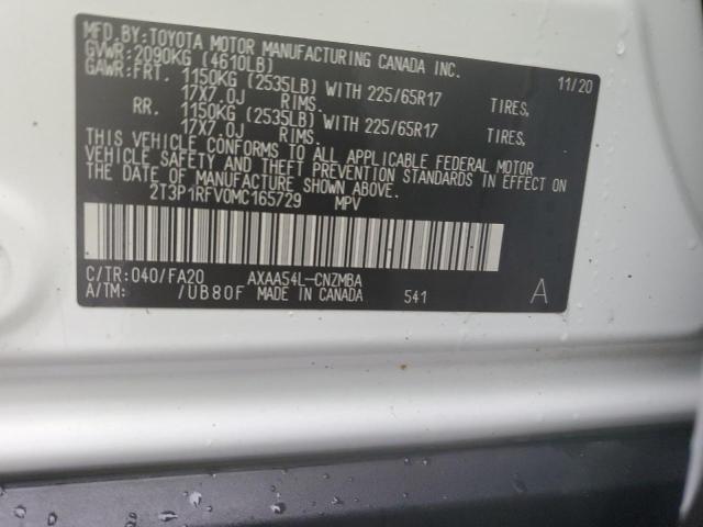 2T3P1RFV0MC165729 - 2021 TOYOTA RAV4 XLE Ağ foto 12