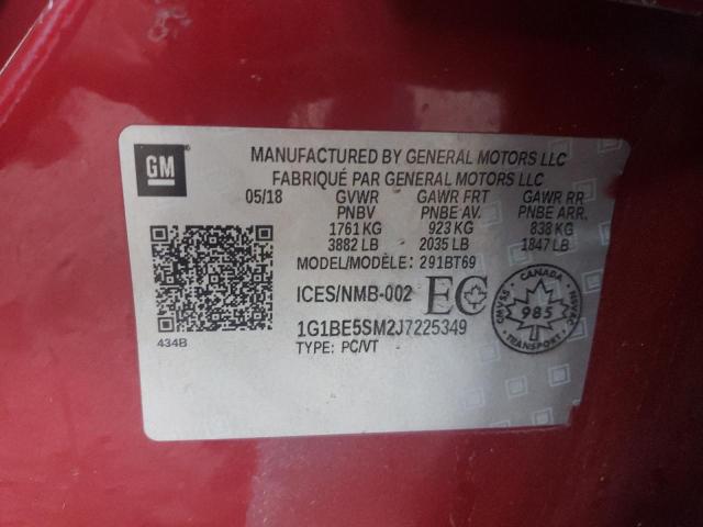1G1BE5SM2J7225349 - 2018 CHEVROLET CRUZE LT 红色 照片 13