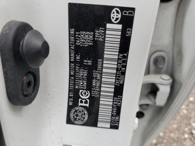 5YFBPMBE9MP238669 - 2021 TOYOTA COROLLA LE WHITE photo 12