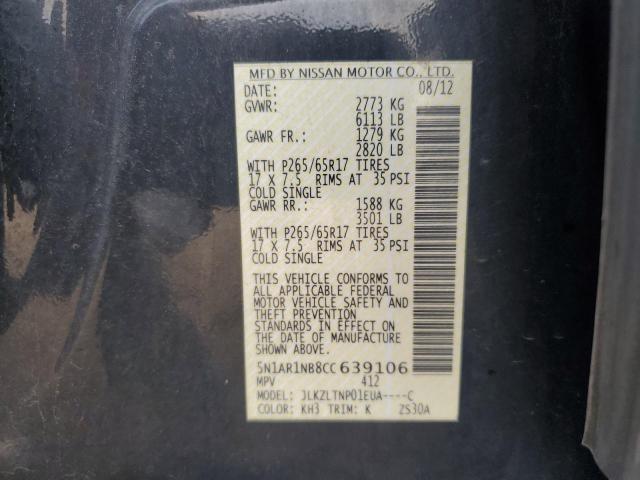 5N1AR1NB8CC639106 - 2012 NISSAN PATHFINDER S Qara foto 13