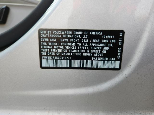 1VWBN7A35CC018778 - 2012 VOLKSWAGEN PASSAT SE 粉色 照片 12