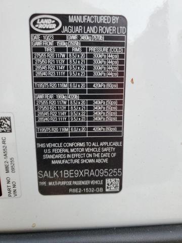 SALK1BE9XRA095255 - 2024 LAND ROVER RANGE ROVE AUTOBIOGRAPHY WHITE photo 13