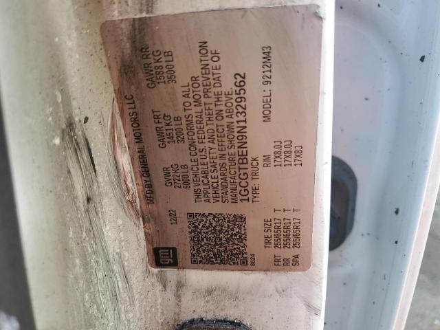 1GCGTBEN9N1329562 - 2022 CHEVROLET COLORADO WHITE photo 12