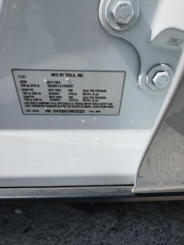 7SAYGDEF2NF322332 - 2022 TESLA MODEL Y 白色 照片 12