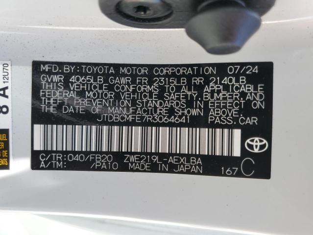 JTDBCMFE7R3064641 - 2024 TOYOTA COROLLA LE 白色 照片 12