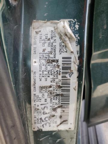 JT3GN86R410204732 - 2001 TOYOTA 4RUNNER SR5 GREEN photo 12