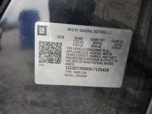 1G1BC5SM5K7125429 - 2019 CHEVROLET CRUZE LS BLACK photo 12