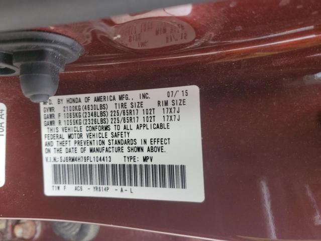 5J6RM4H79FL104413 - 2015 HONDA CR-V EXL BURGUNDY photo 13