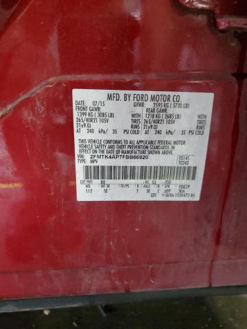 2FMTK4AP7FBB66920 - 2015 FORD EDGE SPORT Қызыл фото 14