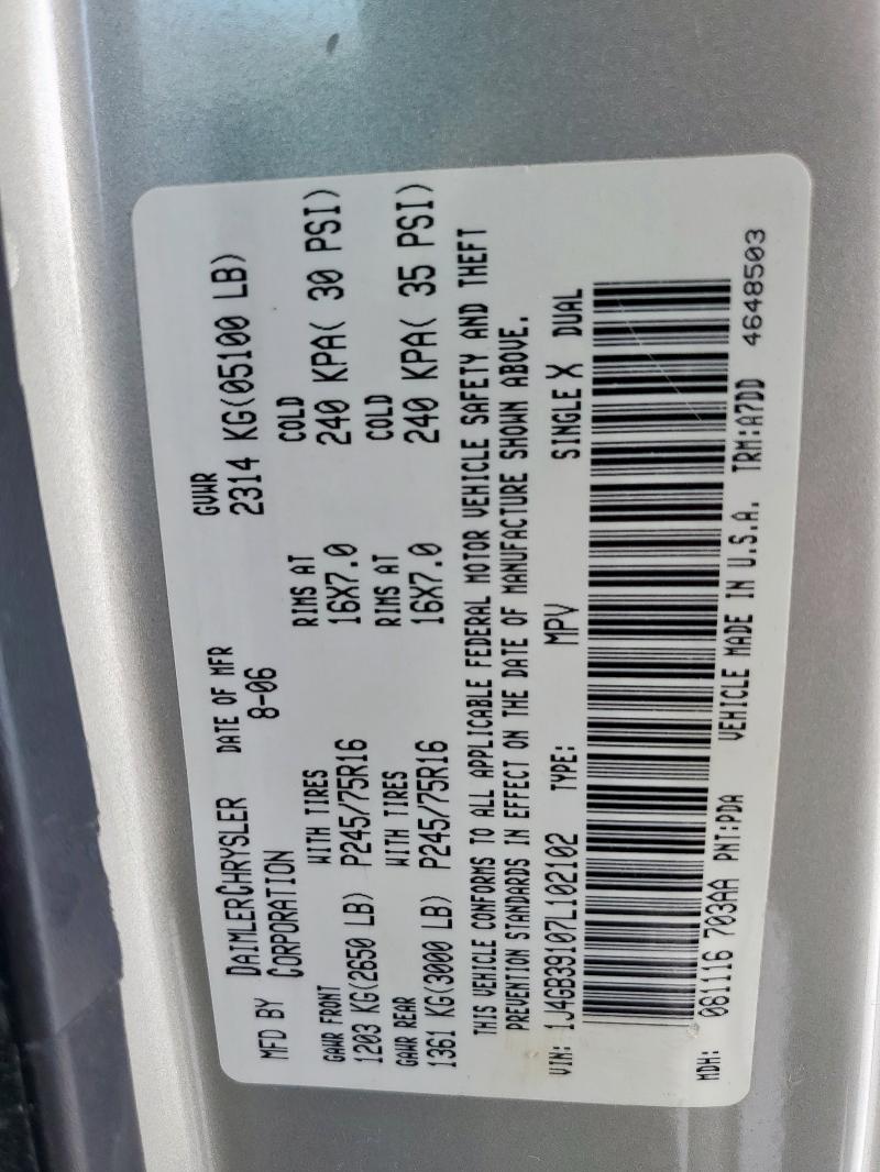 1J4GB39107L102102 - 2007 JEEP WRANGLER X SILVER photo 13