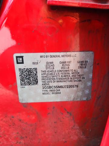 1G1BC5SM8J7220579 - 2018 CHEVROLET CRUZE LS Қызыл фото 12