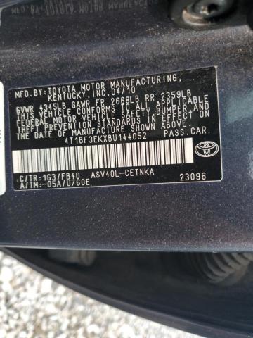 4T1BF3EKXBU144052 - 2011 TOYOTA CAMRY BASE BLUE photo 12