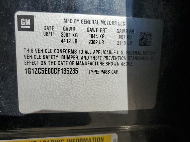 1G1ZC5E00CF135235 - 2012 CHEVROLET MALIBU 1LT BLACK photo 12