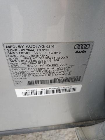 WA1VMAFE0AD005528 - 2010 AUDI Q7 PRESTIGE SILVER photo 13