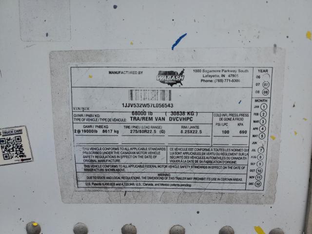 1JJV532W57L056543 - 2007 WABASH UNKNOWN WHITE photo 10