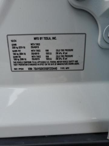 7SAYGDEE6SF220440 - 2025 TESLA MODEL Y 白色 照片 13