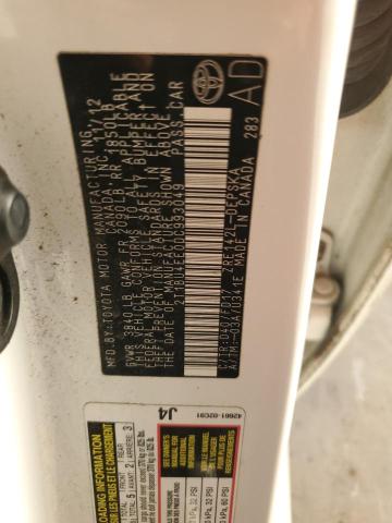 2T1BU4EE0DC993049 - 2013 TOYOTA COROLLA BASE Սպիտակ լուսանկար 12