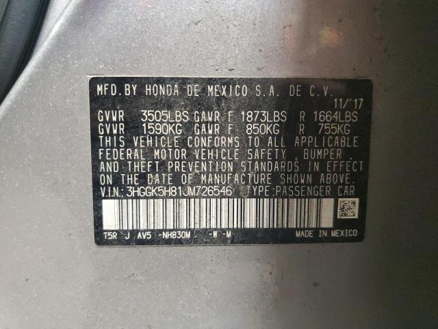 3HGGK5H81JM726546 - 2018 HONDA FIT EX 银色 照片 12