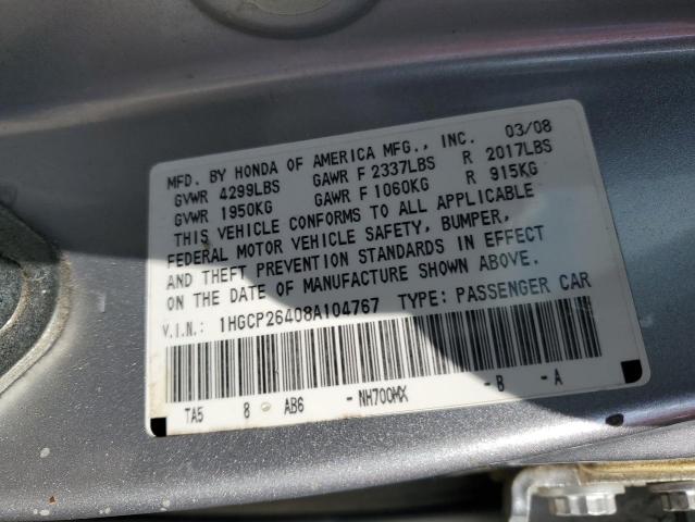 1HGCP26408A104767 - 2008 HONDA ACCORD LXP SILVER photo 13