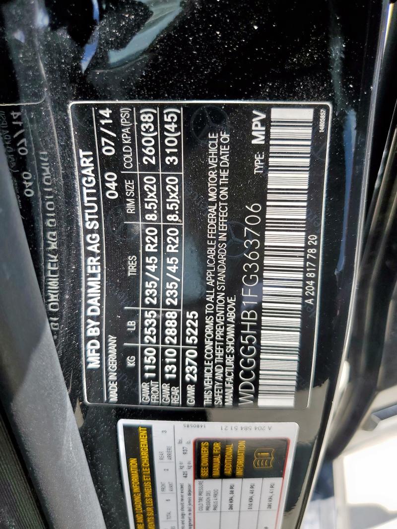 WDCGG5HB1FG363706 - 2015 MERCEDES-BENZ GLK 350 黑色 照片 13