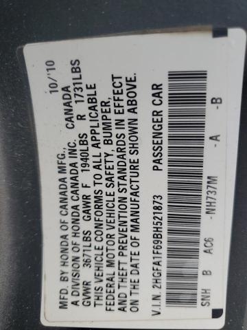 2HGFA1F69BH521873 - 2011 HONDA CIVIC LX-S رمادي صورة 12