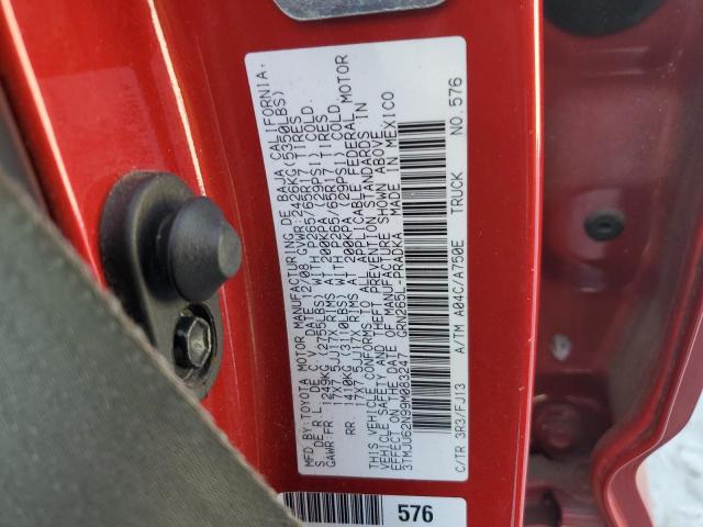 3TMJU62N99M083247 - 2009 TOYOTA TACOMA DOUBLE CAB PRERUNNER RED photo 12