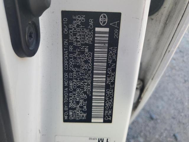 JTDBU4EE2AJ064402 - 2010 TOYOTA COROLLA BASE Սպիտակ լուսանկար 12