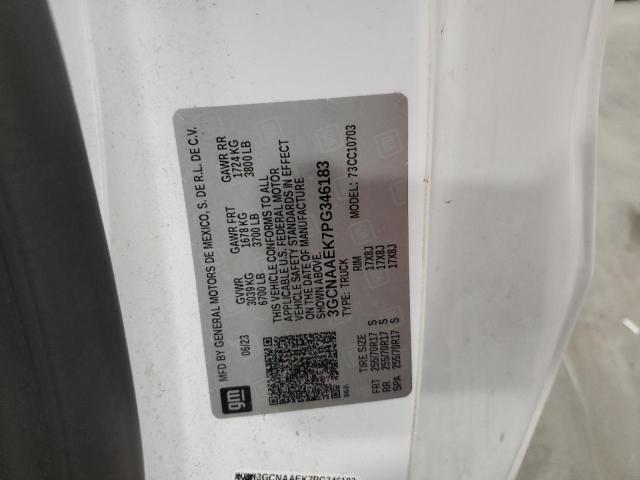 3GCNAAEK7PG346183 - 2023 CHEVROLET SILVERADO C1500 WHITE photo 12