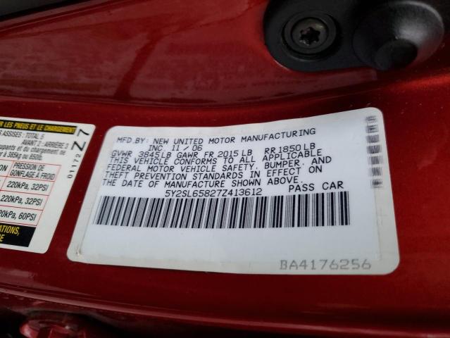 5Y2SL65827Z413612 - 2007 PONTIAC VIBE RED photo 12