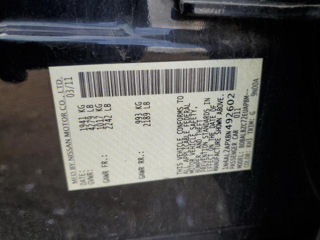 1N4AL2APXBN492602 - 2011 NISSAN ALTIMA BASE BLACK photo 12