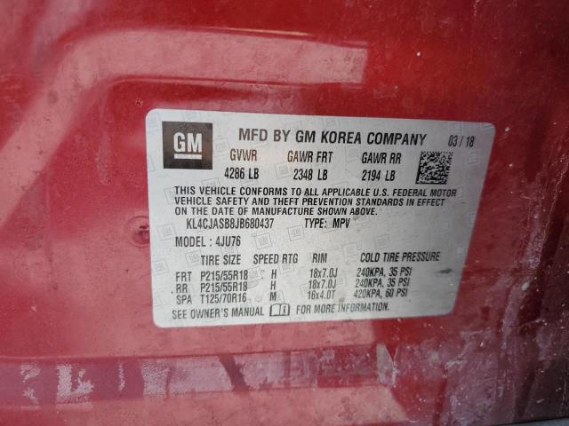 KL4CJASB8JB680437 - 2018 BUICK ENCORE PREFERRED 勃艮第红 照片 13