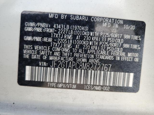 JF2GTAPC8M8272767 - 2021 SUBARU CROSSTREK PREMIUM Білий фото 14