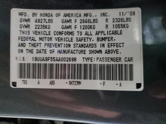 19UUA9F55AA002698 - 2010 ACURA TL GRAY photo 12