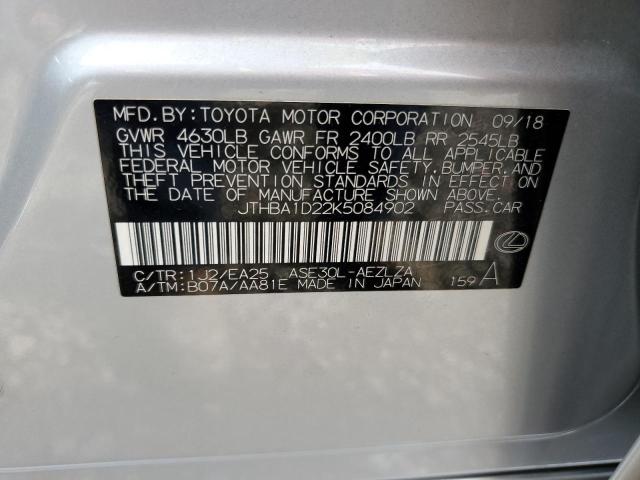 JTHBA1D22K5084902 - 2019 LEXUS IS 300 SILVER photo 12