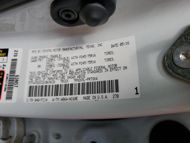 5TFAX5GN3GX069636 - 2016 TOYOTA TACOMA DOUBLE CAB თეთრი ფოტო 13