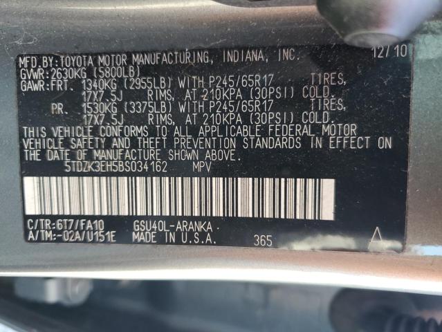 5TDZK3EH5BS034162 - 2011 TOYOTA HIGHLANDER BASE Yeşil fotoğraf 14