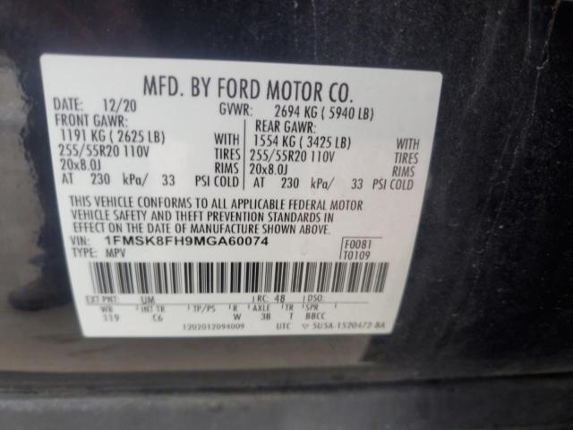 1FMSK8FH9MGA60074 - 2021 FORD EXPLORER LIMITED BLACK photo 13