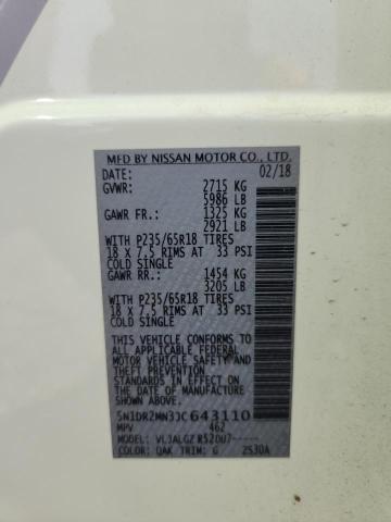 5N1DR2MN3JC643110 - 2018 NISSAN PATHFINDER S WHITE photo 14