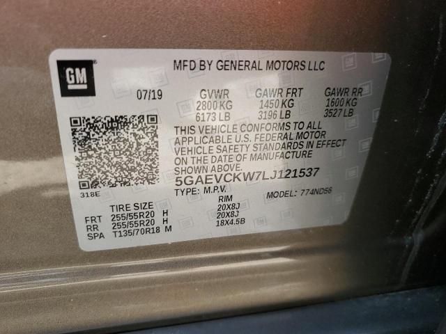 5GAEVCKW7LJ121537 - 2020 BUICK ENCLAVE AVENIR 棕色 照片 13