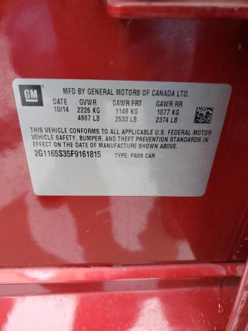 2G1165S35F9161815 - 2015 CHEVROLET IMPALA LTZ RED photo 12