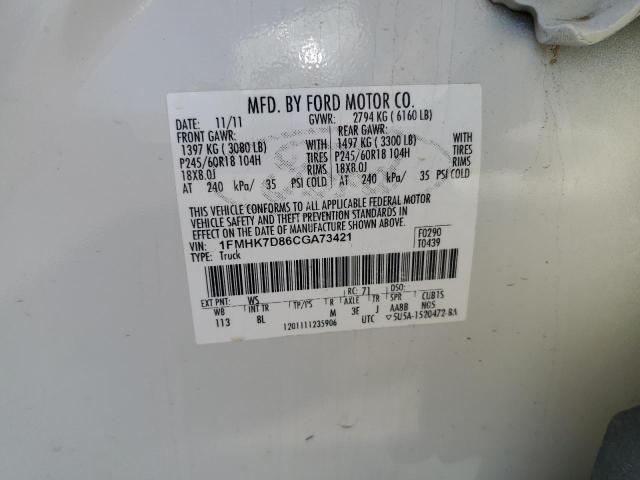 1FMHK7D86CGA73421 - 2012 FORD EXPLORER XLT Ağ foto 14