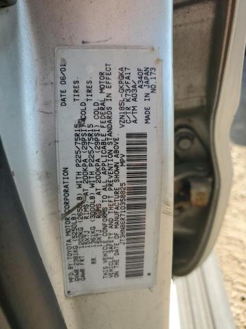 JT3HN86R710358825 - 2001 TOYOTA 4RUNNER SR5 SILVER photo 12