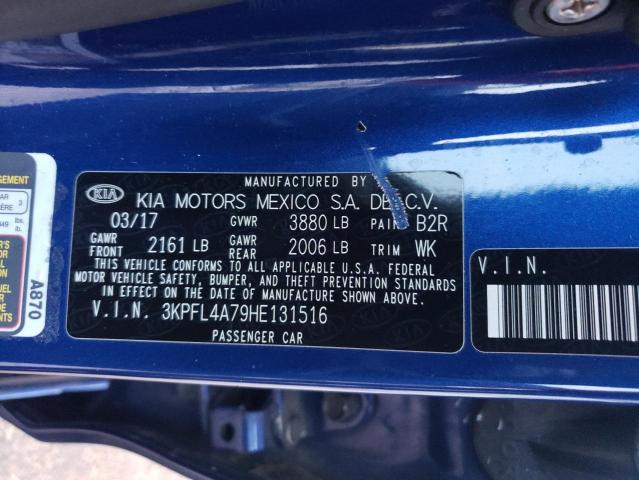 3KPFL4A79HE131516 - 2017 KIA FORTE LX BLUE photo 12