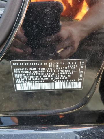 3VW2B7AJ2HM206669 - 2017 VOLKSWAGEN JETTA S შავი ფოტო 12