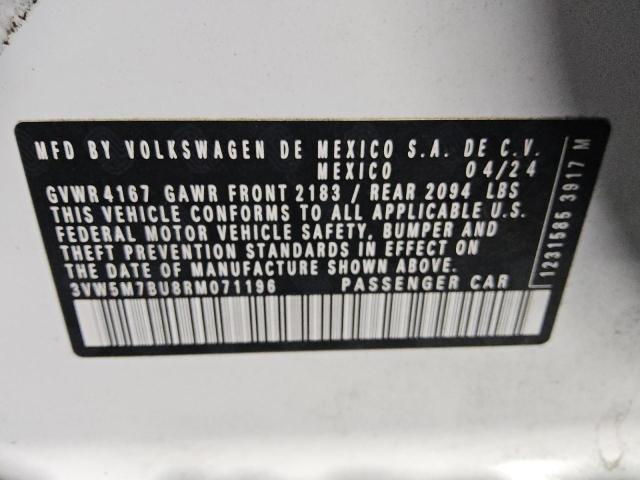 3VW5M7BU8RM071196 - 2024 VOLKSWAGEN JETTA S Սպիտակ լուսանկար 13