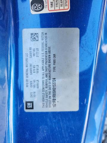 1G1FB1RX6H0153724 - 2017 CHEVROLET CAMARO LT 蓝色 照片 12