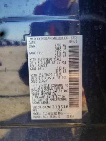 5N1DR3DK2NC219516 - 2022 NISSAN PATHFINDER PLATINUM Көк фото 13