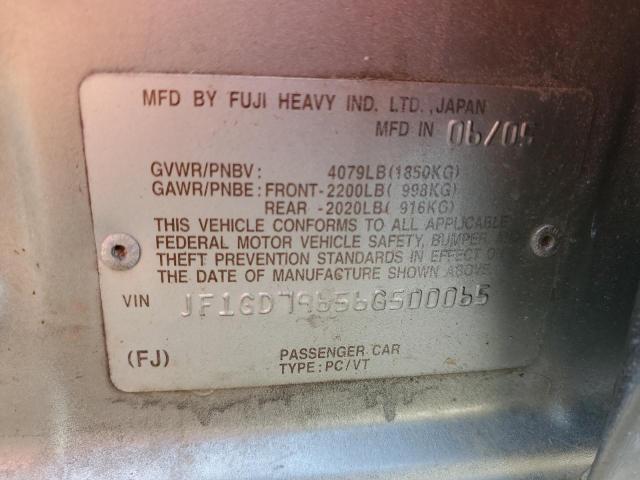 JF1GD79656G500065 - 2006 SUBARU IMPREZA WRX ვერცხლისფერი ფოტო 12