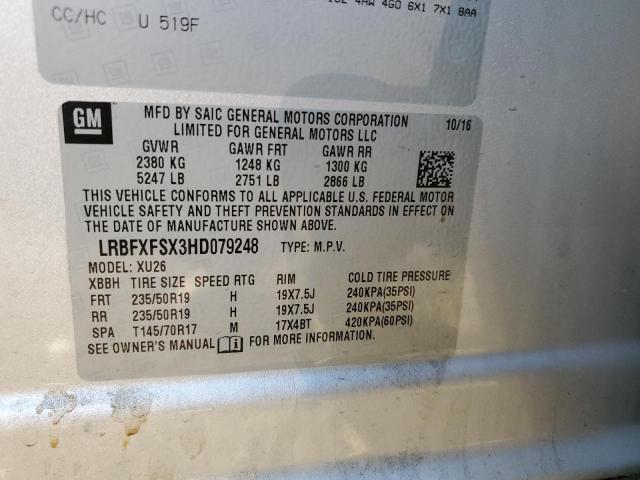 LRBFXFSX3HD079248 - 2017 BUICK ENVISION PREMIUM II Gümüş foto 13